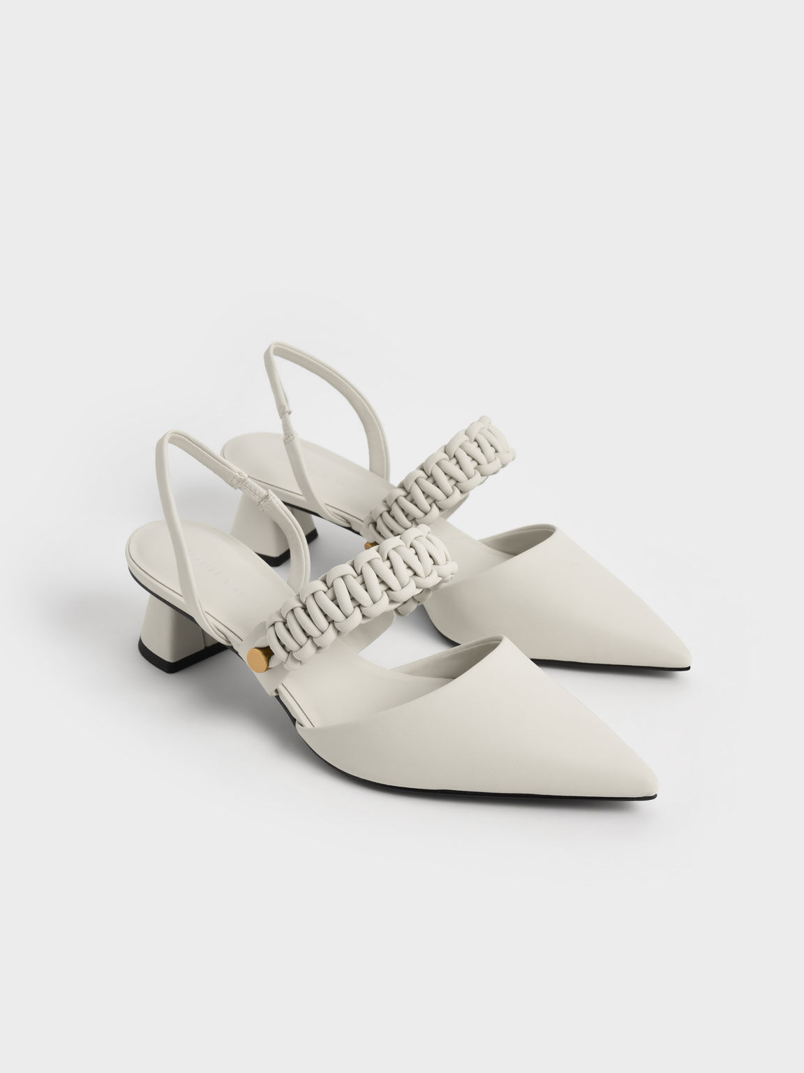Braided Strap Slingback Pumps, Chalk, hi-res