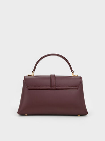 Adalyn Metallic-Buckle Chain-Strap Top Handle Bag, Wineberry Red, hi-res