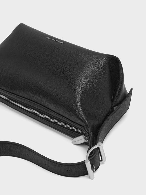 Larsen Buckle-Strap Slouchy Shoulder Bag, Noir Larsen Buckle-Strap Slouchy Shoulder Bag, Noir, hi-res