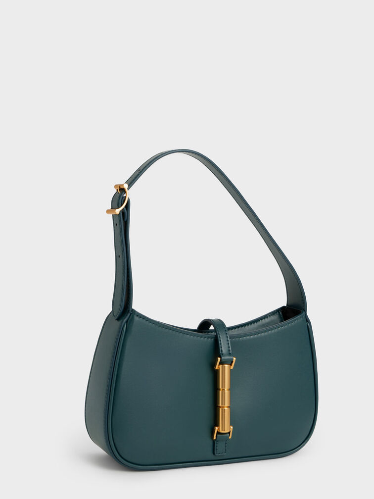 Cesia Metallic Accent Shoulder Bag, Green, hi-res