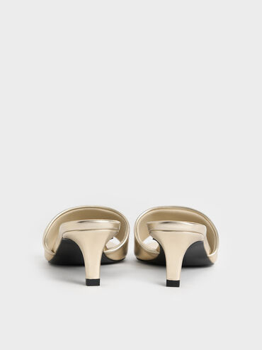 Metallic Square-Toe Kitten-Heel Mules, Light Gold, hi-res