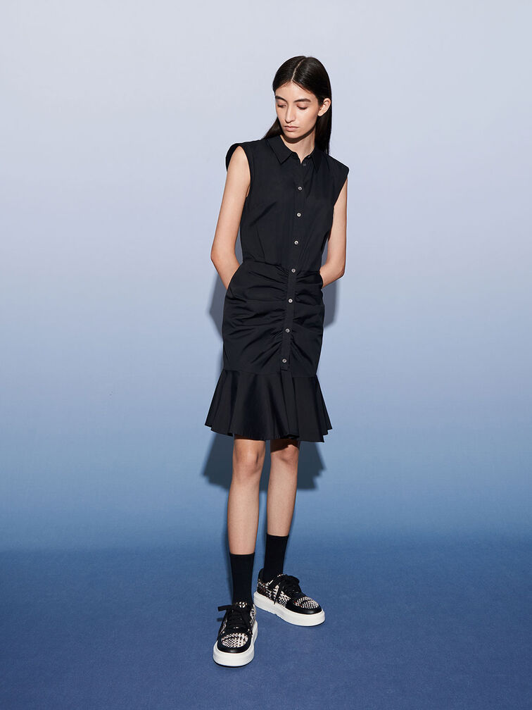 Stevie Woven Sneakers, Black, hi-res