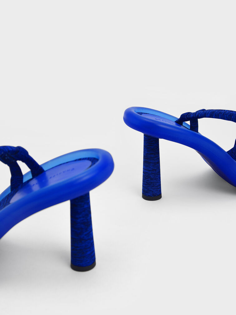 Electra Recycled Polyester Toe-Loop Heeled Sandals, Blue, hi-res