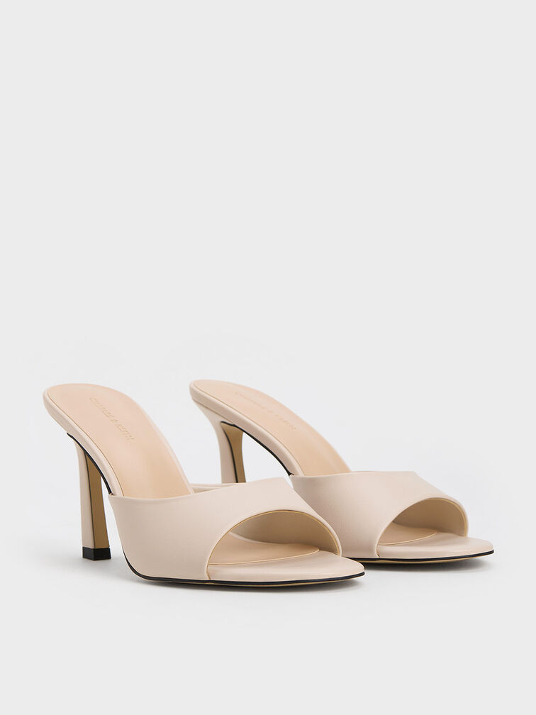 Open-Toe Heeled Mules, Chalk, hi-res