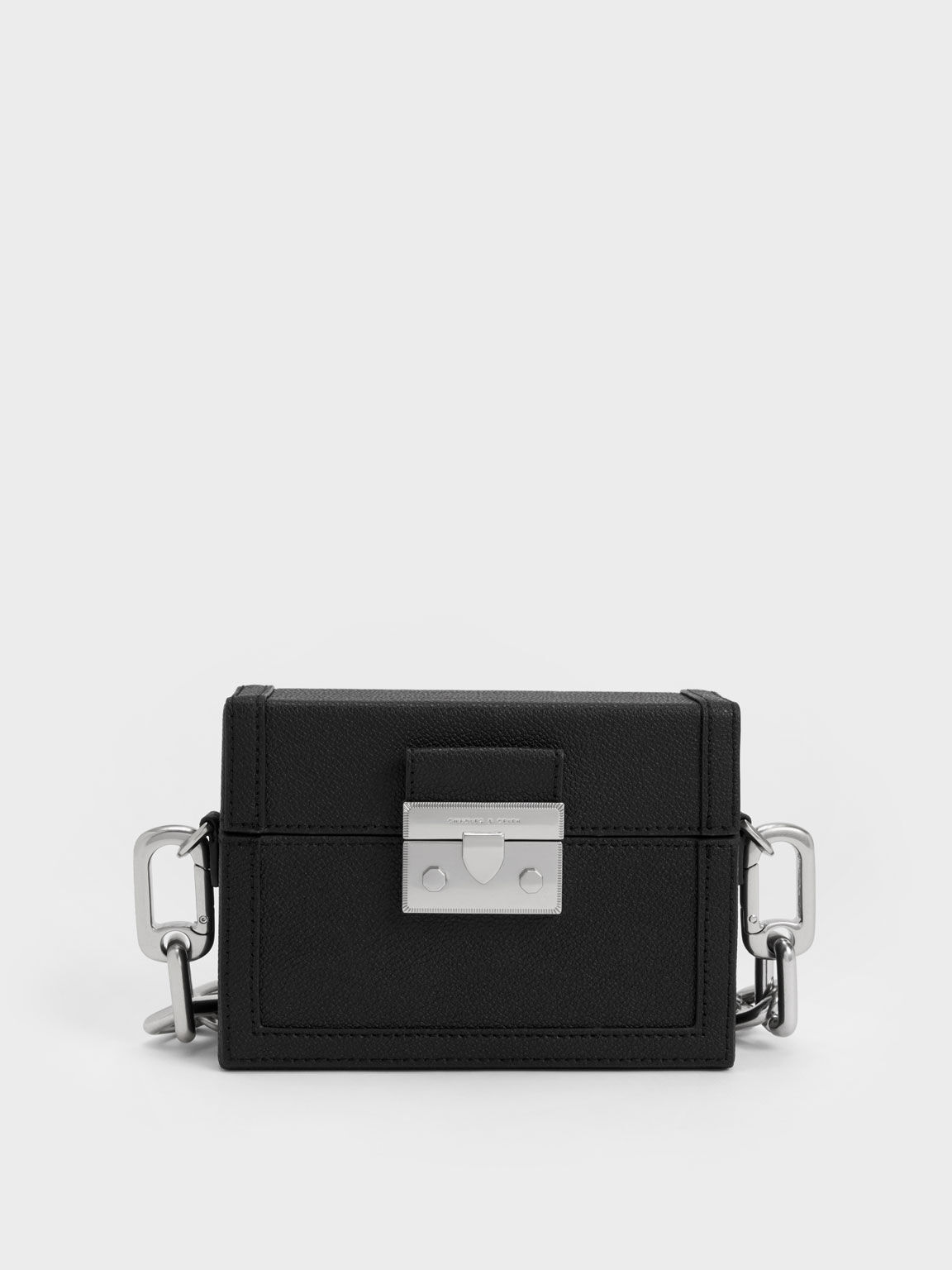 حقيبة مربعة مع ذراع على هيئة سلسلة, أسود, hi-res