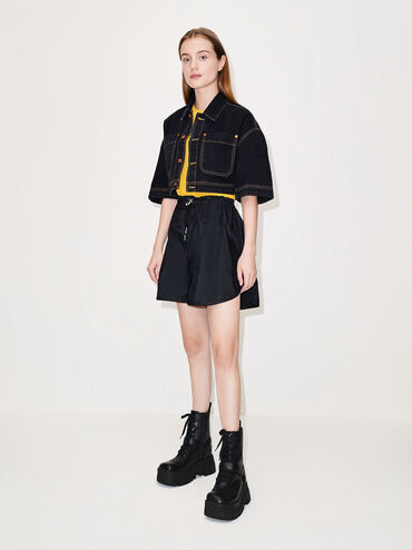 Rainier Belted Lace-Up Boots, Black, hi-res
