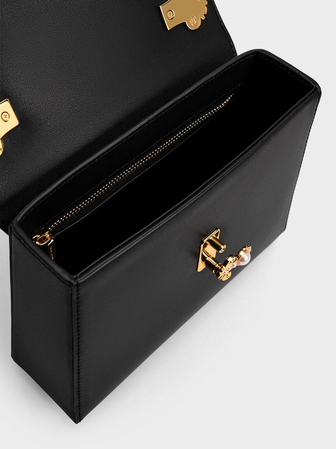 Merial Metallic Accent Top Handle Bag, Black, hi-res