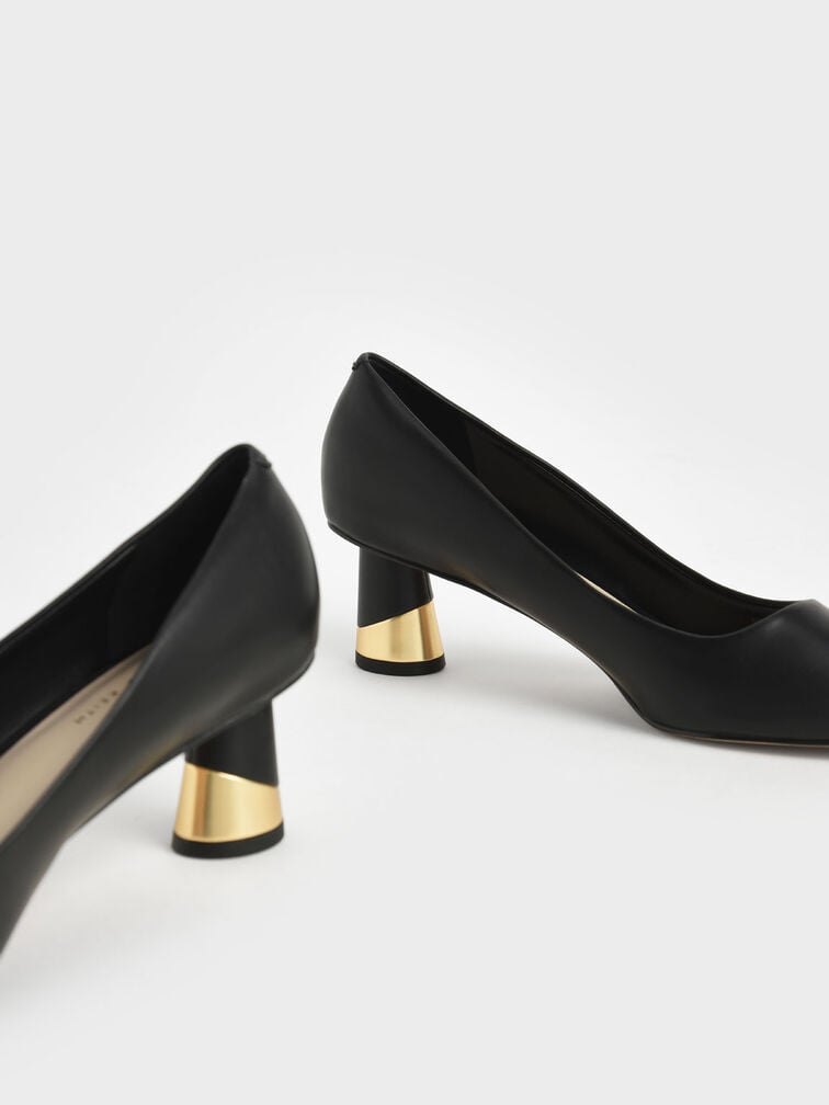 Cammie Metallic Sculptural Heel Pumps, Black, hi-res
