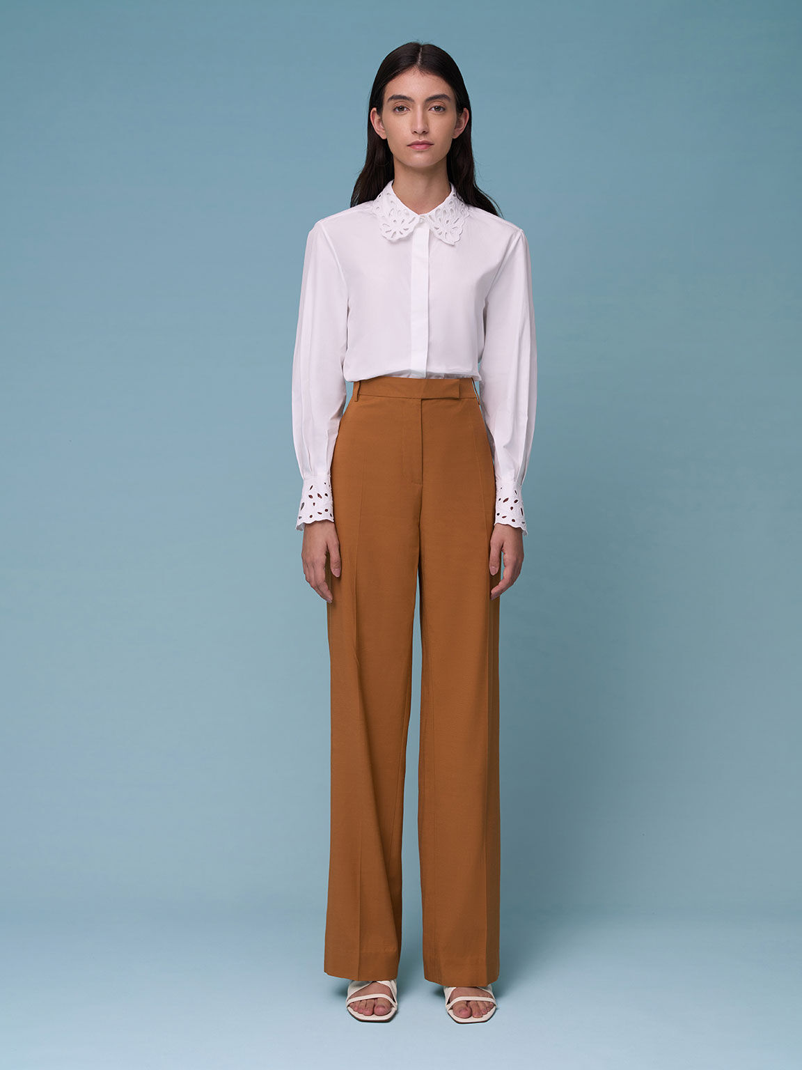 Bow-Tie Ruched Heeled Mules, Cream, hi-res