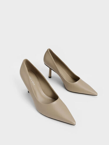 Pointed-Toe Cylindrical Heel Pumps, Sand, hi-res