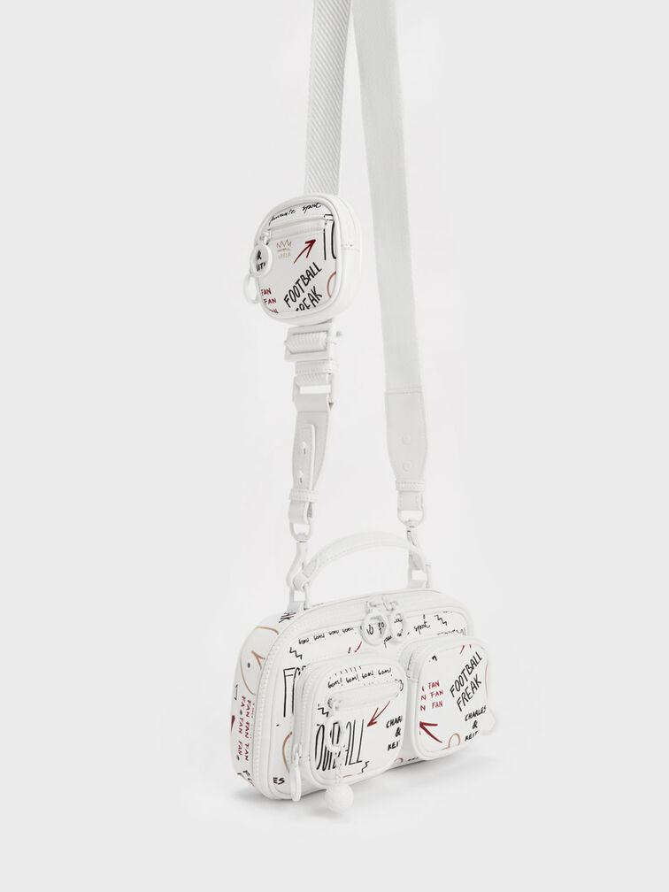 Graffiti Print Multi-Pouch Crossbody Bag, Multi, hi-res