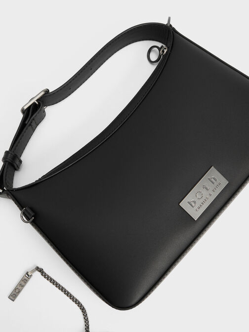 Jules Leather Chain-Embellished Bag, Black, hi-res