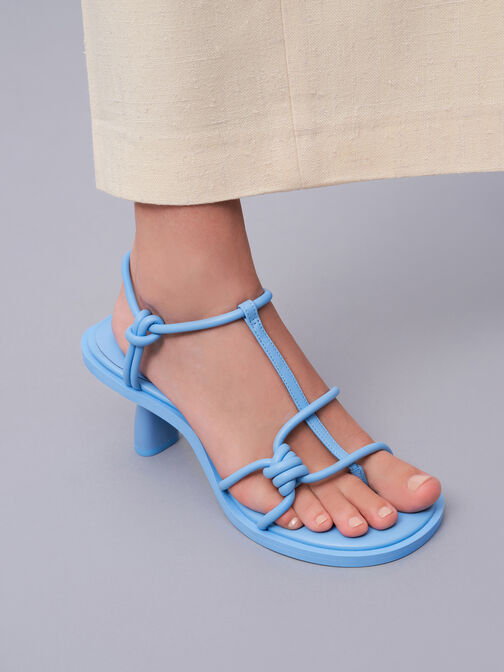 Alma Strappy Knotted Thong Sandals, Blue, hi-res