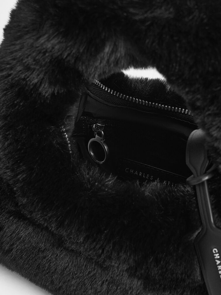 Mini Yama Furry Top Handle Bag, Noir, hi-res