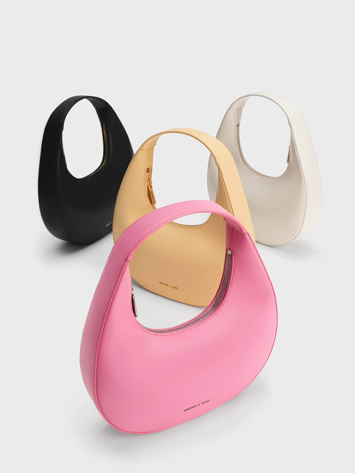 Half-Moon Shoulder Bag, Pink, hi-res