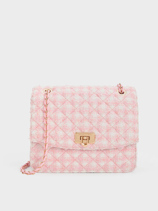 Cressida Tweed Chain Strap Bag, Pink, hi-res