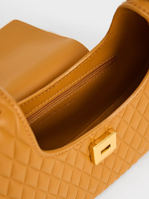 Quinlynn Curved Shoulder Bag, Orange, hi-res