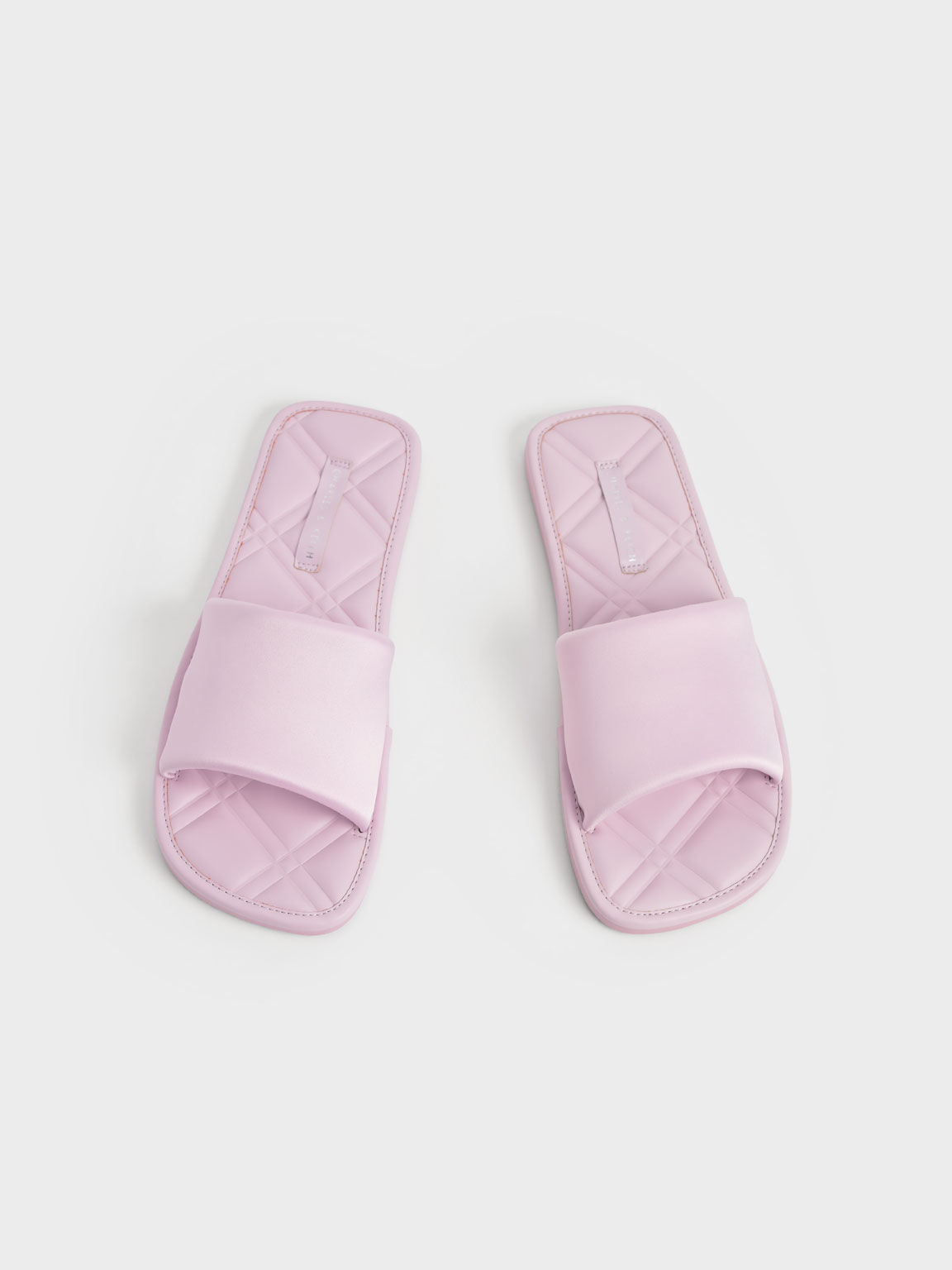 Satin Padded Slides, Lilac, hi-res
