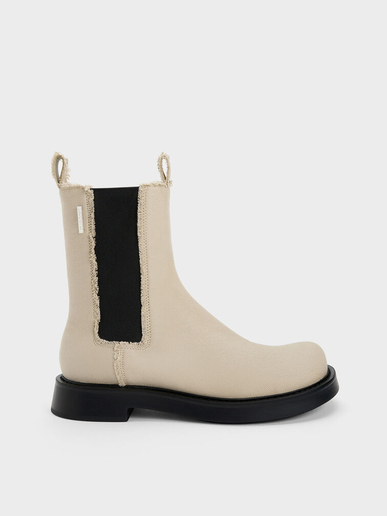 Bryn Denim Chelsea Boots, Beige, hi-res