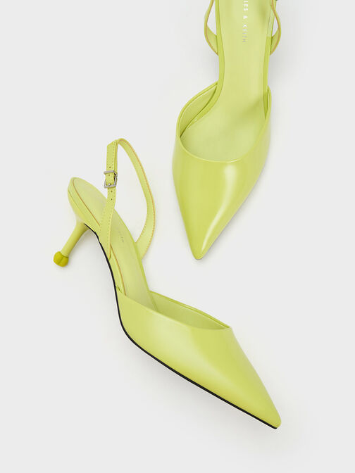 Sculptural Heel Slingback Pumps, Lime, hi-res