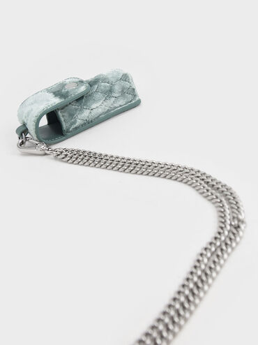 Holly Chain-Strap Velvet Mini Pouch, Sage Green, hi-res