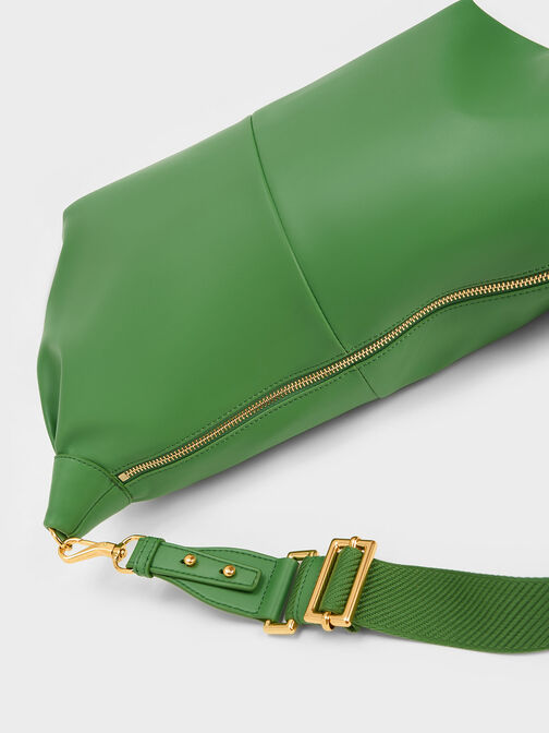 Chunky Chain Link Hobo Bag, Green, hi-res