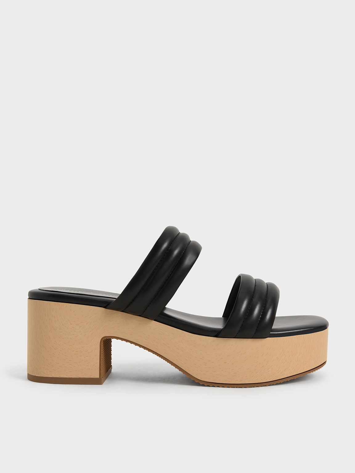 Tubular Platform Sandals, Black, hi-res