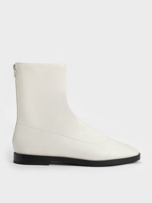 Zip-Up Ankle Boots, Chalk, hi-res