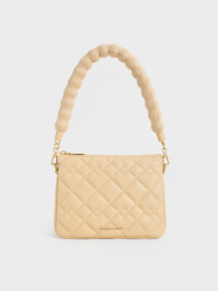 Lana Quilted Shoulder Bag, Beige, hi-res