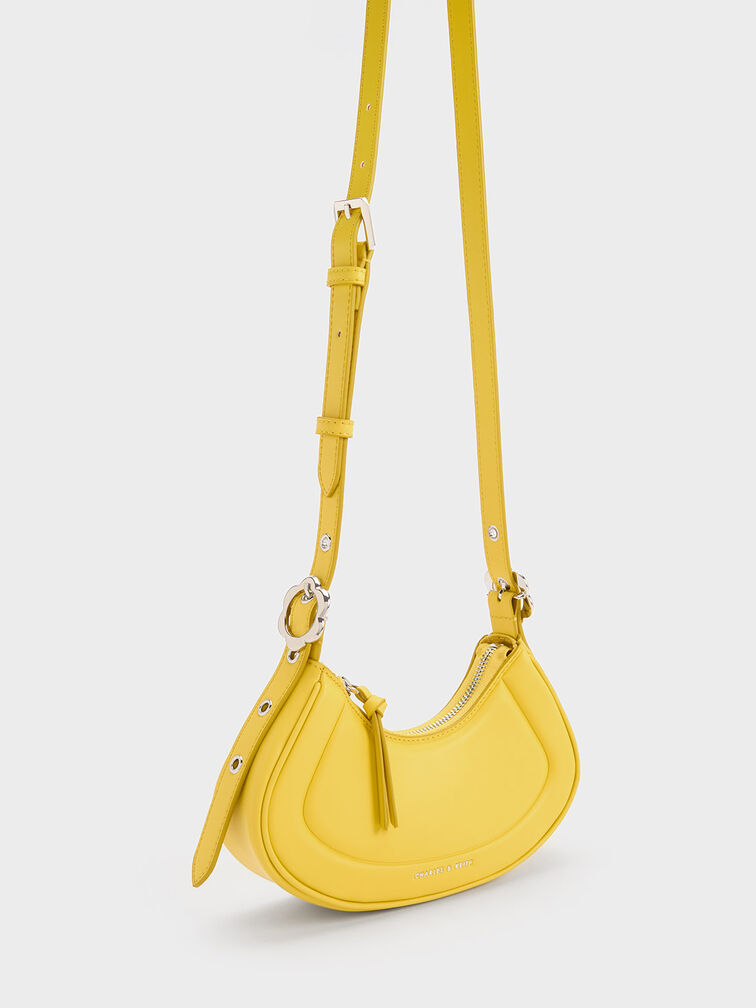Petra Curved Shoulder Bag, Yellow, hi-res