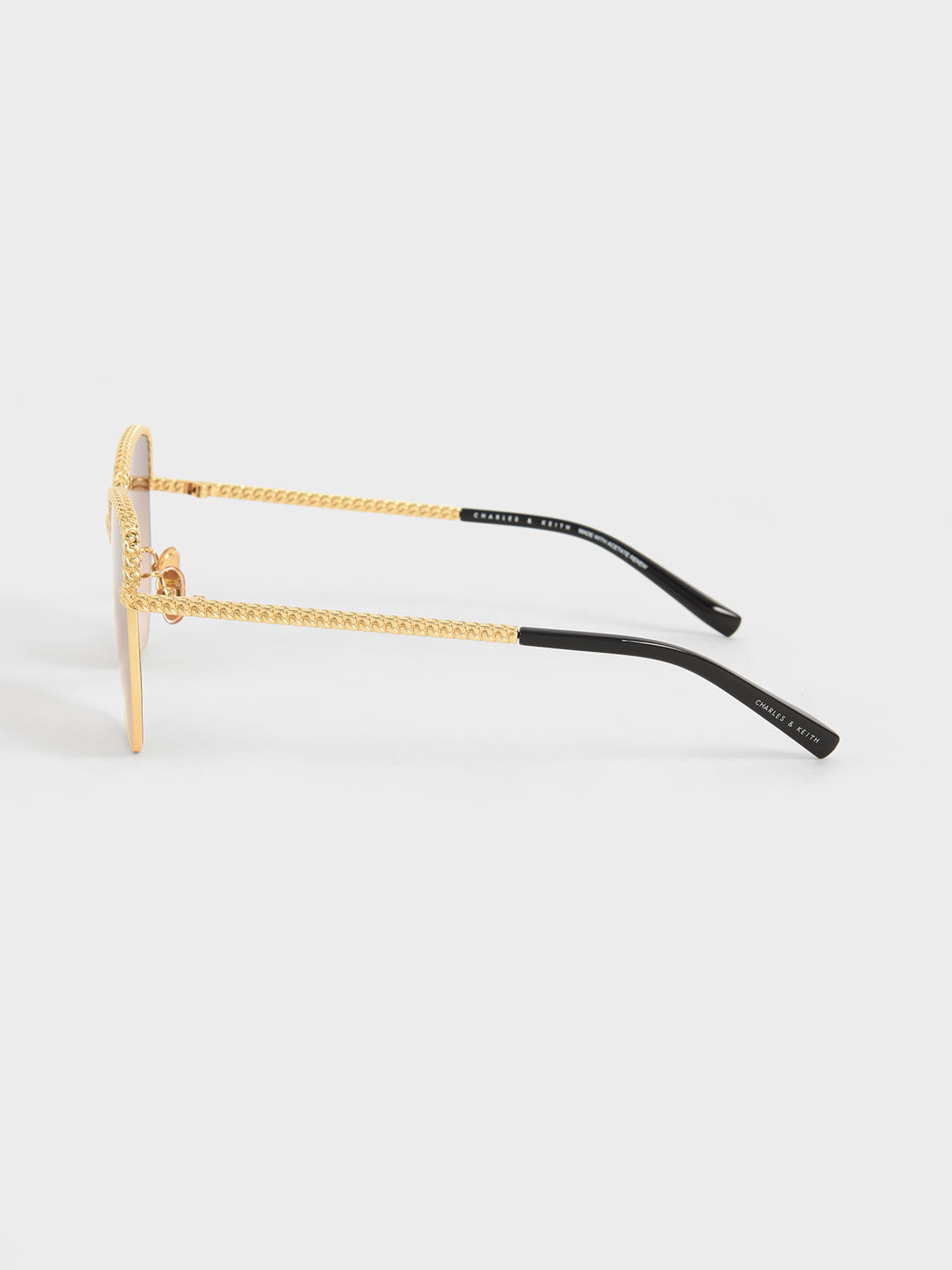 Recycled Acetate Braided Butterfly Sunglasses, Gold, hi-res
