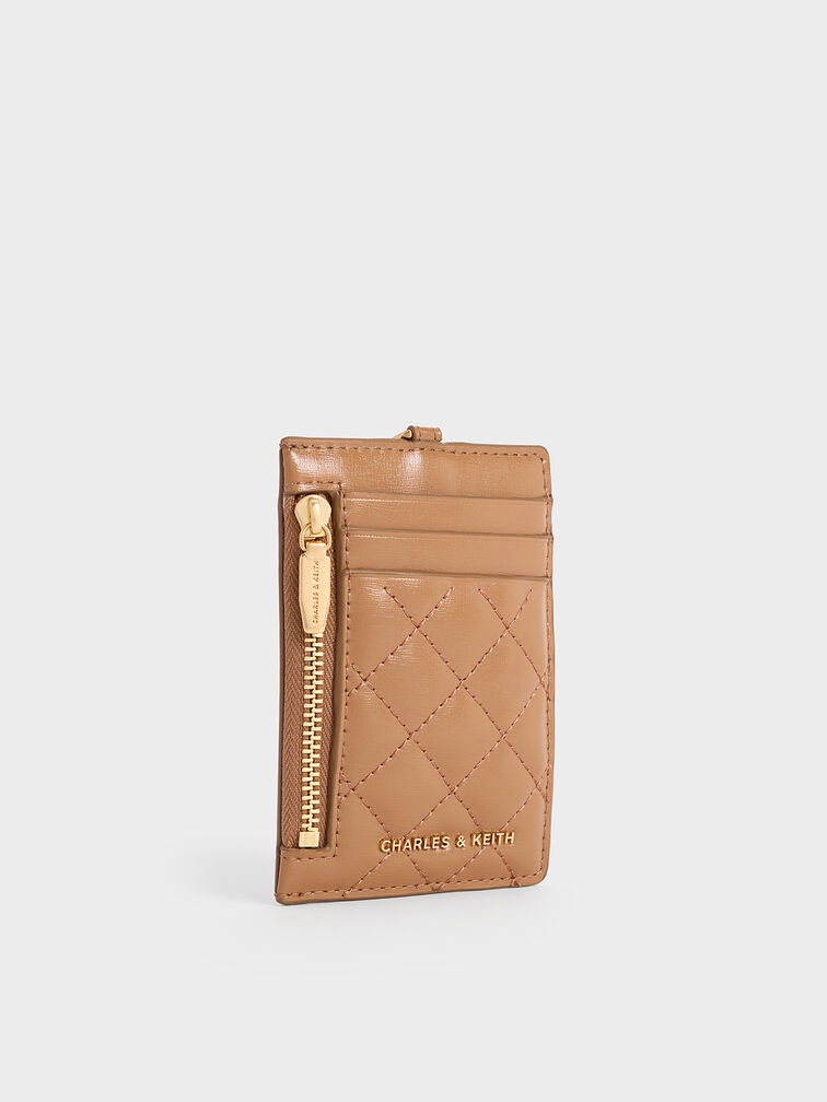 Wisteria Metallic Quilted Braided-Strap Card Holder, Tan, hi-res