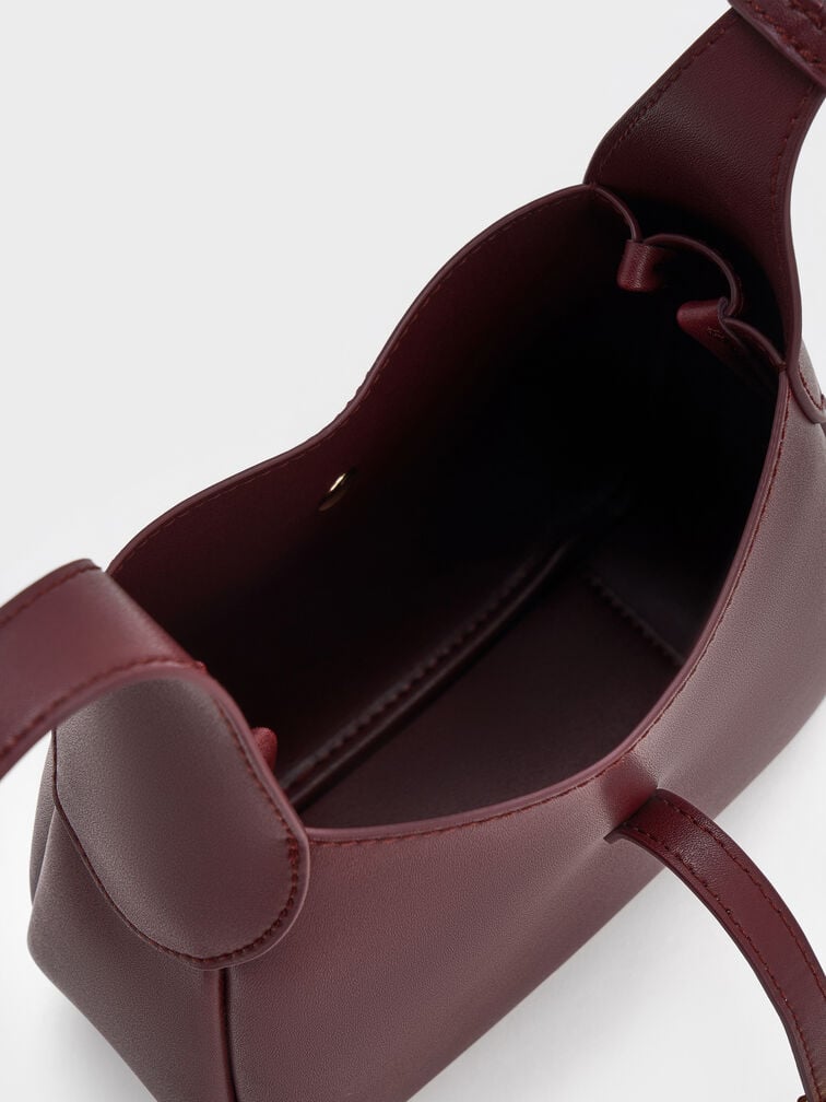 Mini Adalyn Metallic-Buckle Belted Hobo Bag, Wineberry Red, hi-res