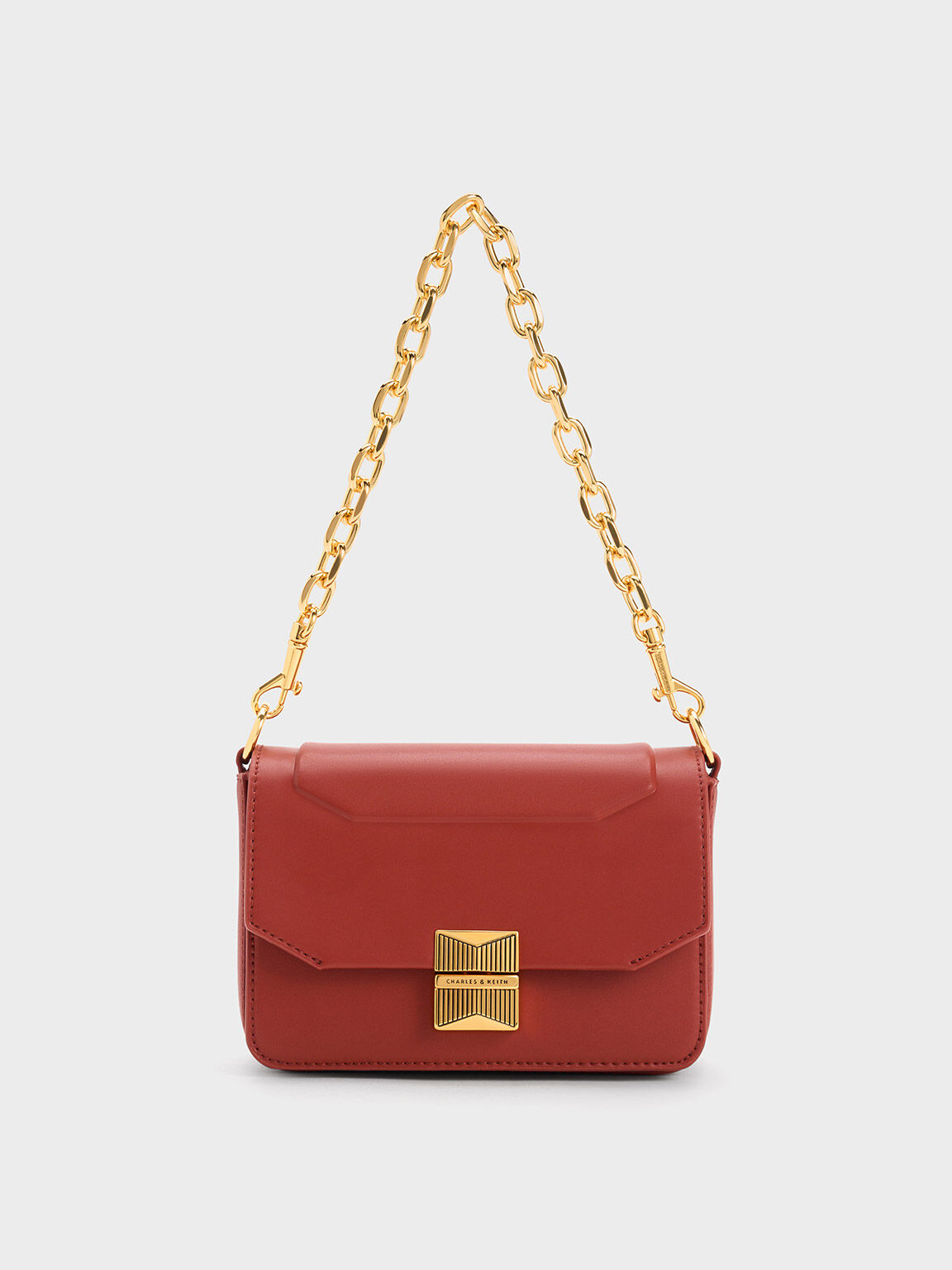 Kalinda Metallic Accent Boxy Bag, Brick, hi-res