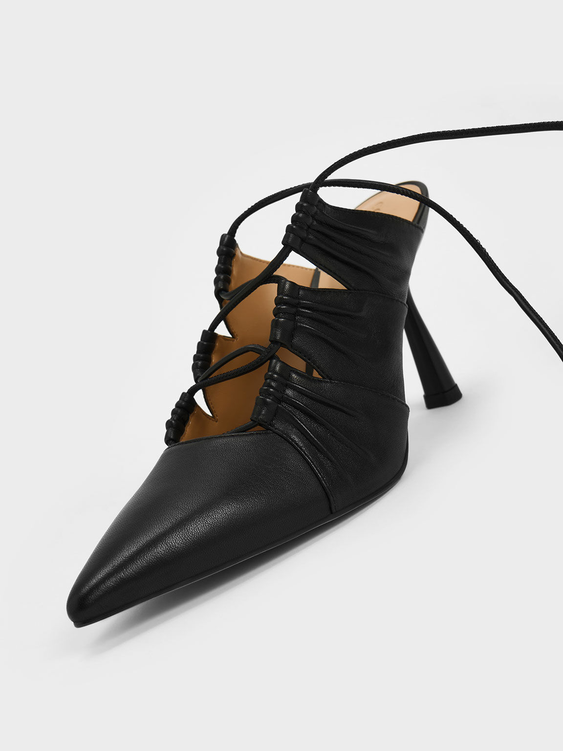 Landis Leather Tie-Around Pumps, Black, hi-res