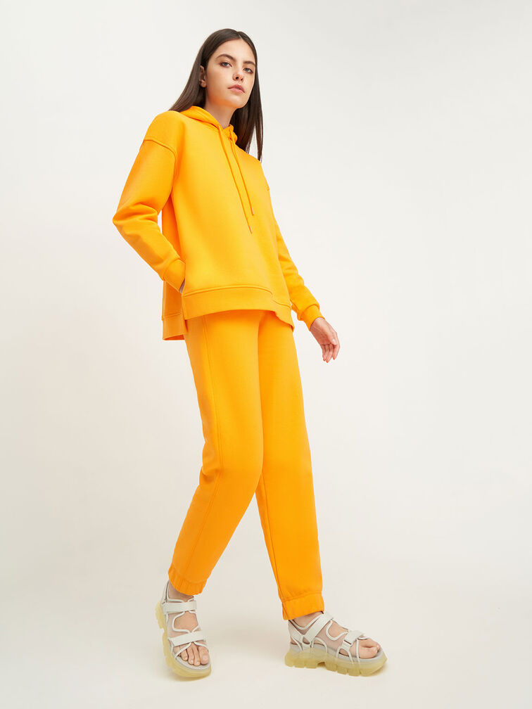 Coloured Translucent-Sole Chunky Sport Sandals, Yellow, hi-res