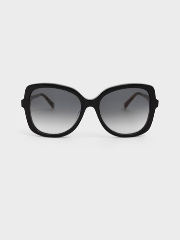 نظارات شمسية من الأسيتات المعاد تدويره بقصة الفراشة, أسود, hi-res