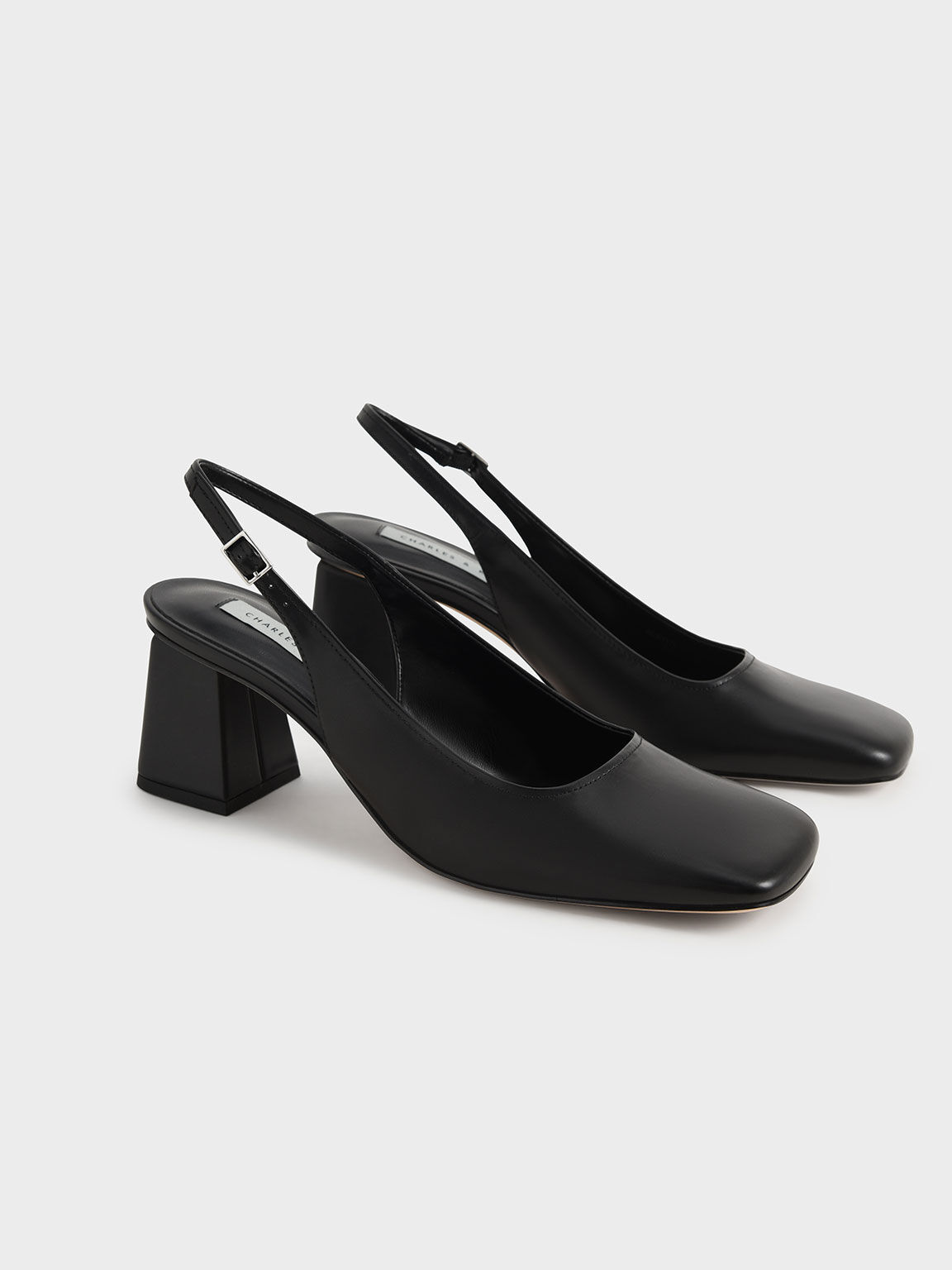 Black slingback block heel clearance