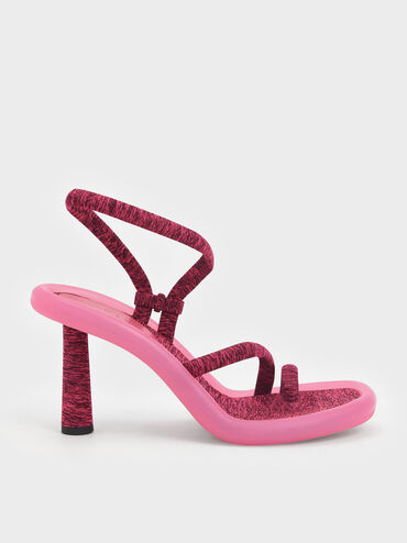 Electra Recycled Polyester Toe-Loop Heeled Sandals, Pink, hi-res