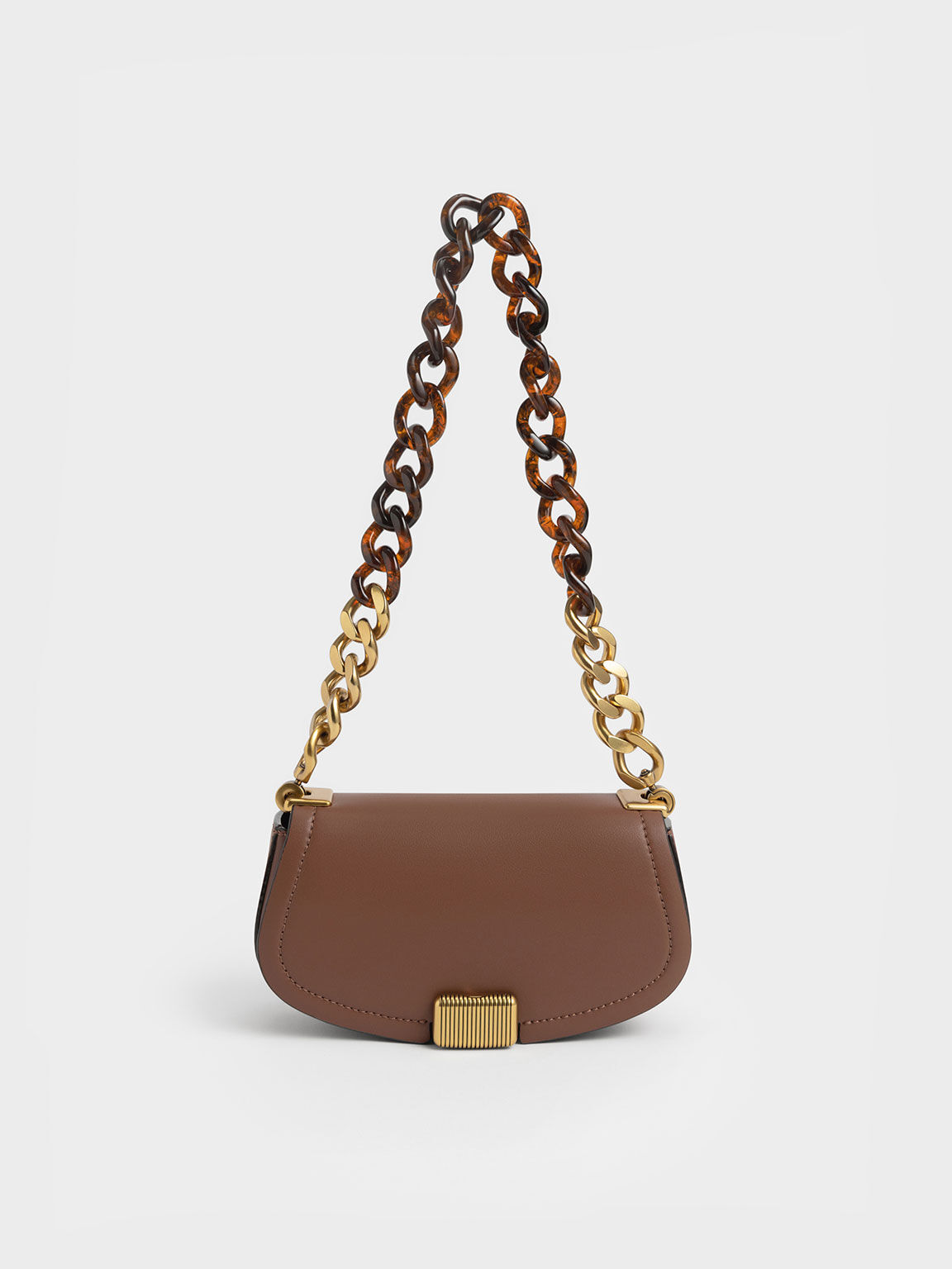 Chocolate Sonnet Two Tone Chain Handle Shoulder Bag CHARLES KEITH SA
