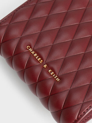 Quinlynn Metallic Accent Quilted Wallet, Burgundy, hi-res