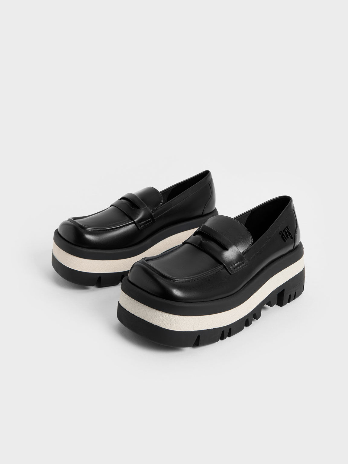 حذاء رانيير من إتزي - نعل تشانكي بلاتفورم وتصميم بيني لوفر, أسود, hi-res