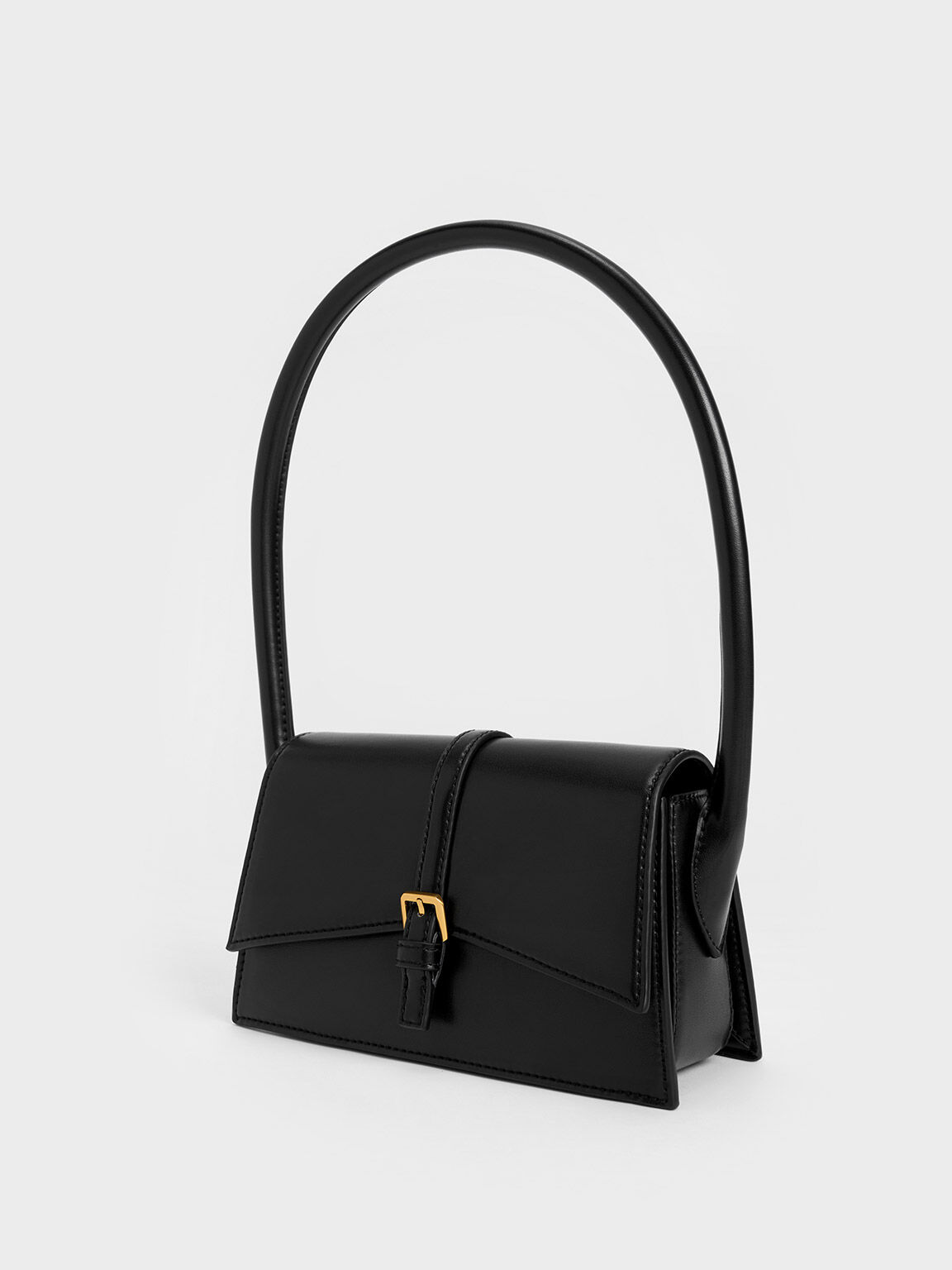 Annelise Belted Trapeze Bag, Black, hi-res