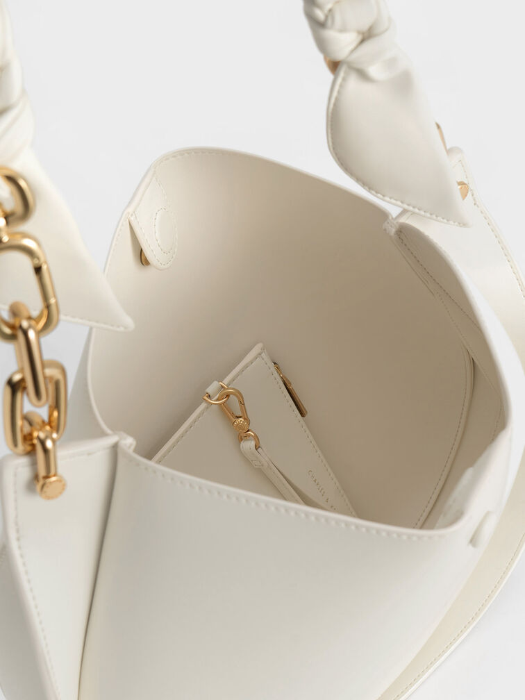 Cleona Braided Handle Shoulder Bag, White, hi-res