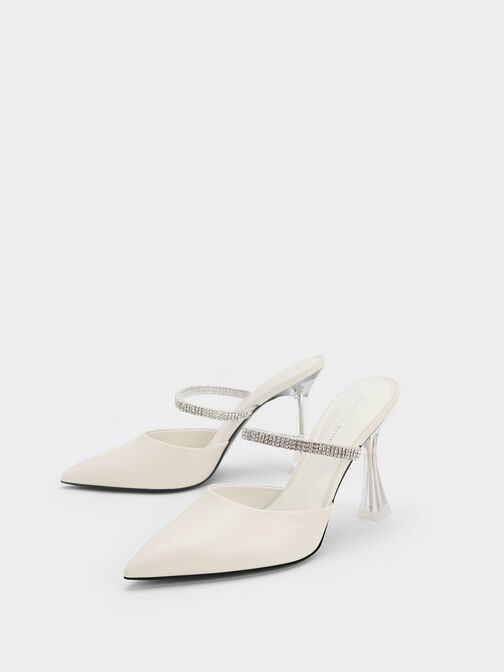 Gem Strap Mules, Cream, hi-res