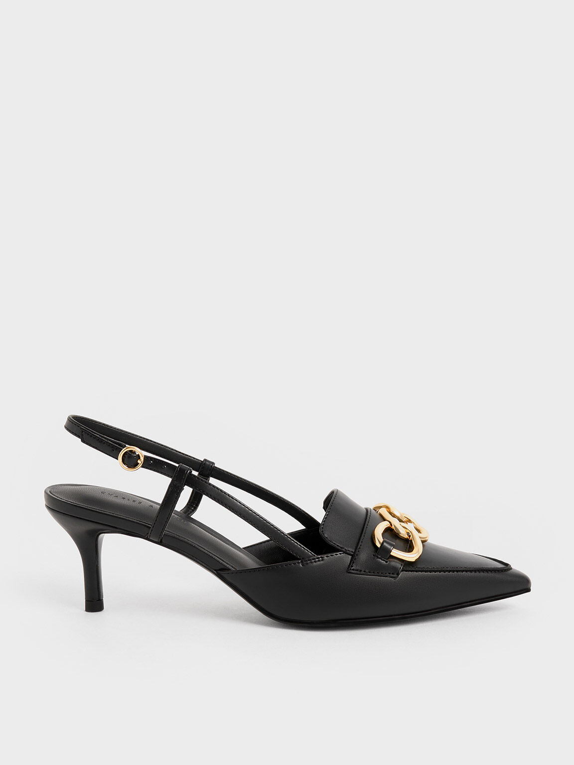 【激安通販 オンラインショップ】日用品 Black SA KEITH & CHARLES - Pumps Slingback Chain-Link Chunky カラーリング・白髪染め