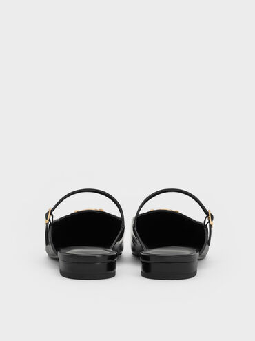 Metallic-Accent Pointed-Toe Mary Jane Mules, Black Boxed, hi-res