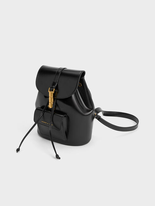 Cesia Metallic Accent Backpack, Black, hi-res