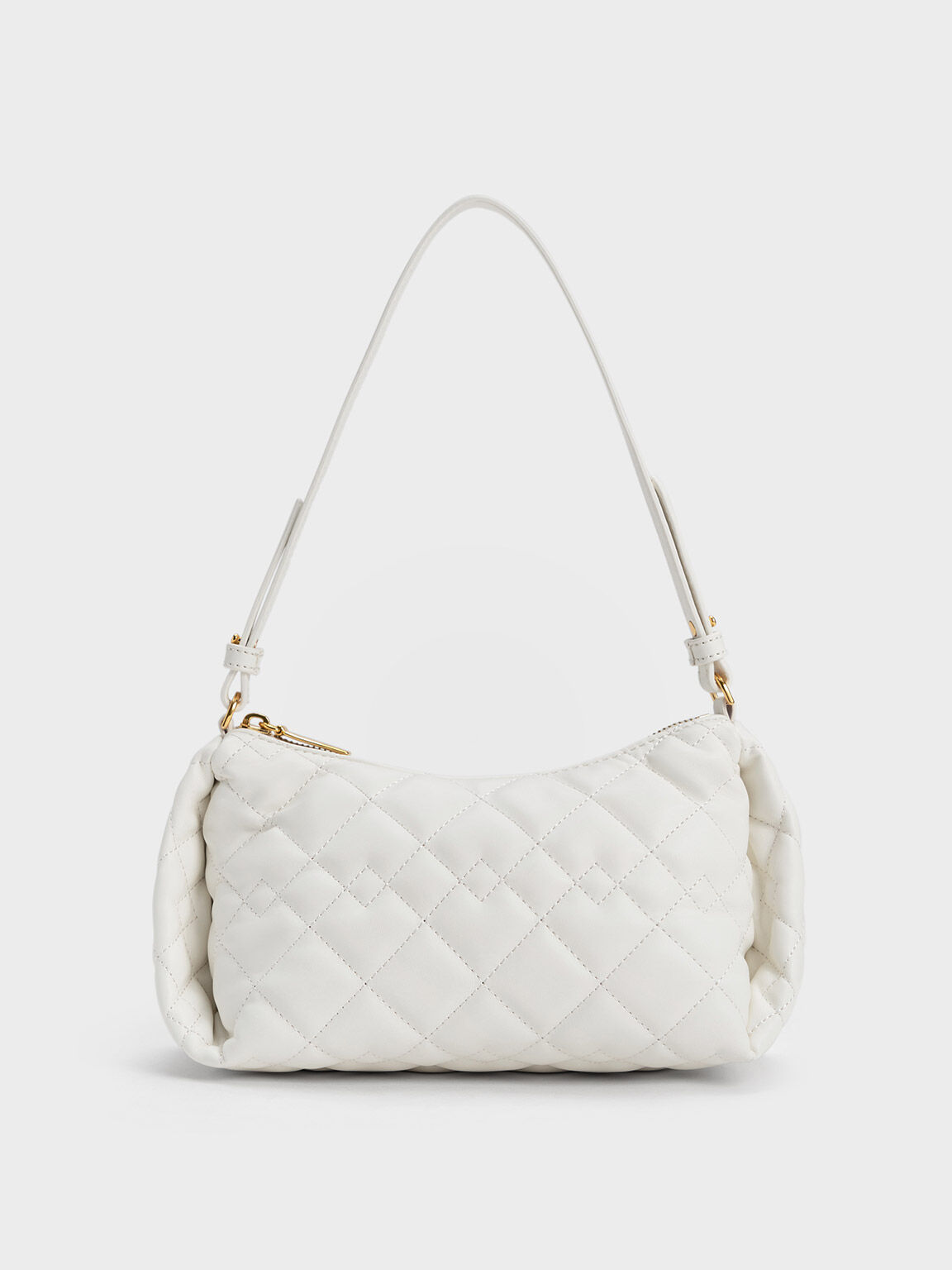 Nezu Chain Handle Quilted Hobo Bag White