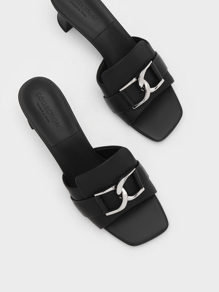 Gabine Leather Block Heel Mules, Black, hi-res
